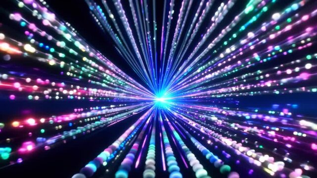 Hyper-speed Light Rays - Abstract Data Stream Tunnel