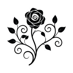 Circular Swirling Rose Vine with Leaves