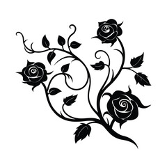 Circular Swirling Rose Vine with Leaves
