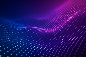 Obraz premium Abstract glowing digital wave of blue and purple particles on a dark background
