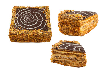 Tasty esterhazy cake isolated on white.