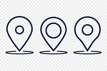 location pin icon symbol sign isolated on transparent background, map flat vector icons, Flat icon set of location and map pins eps 10