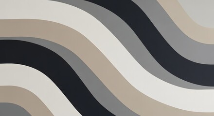 Abstract Monochrome Wave Pattern Design, Neutral Tones and Curved Lines in a Modern Artistic Arrangement