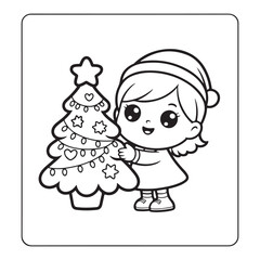 cute christmas coloring page, bold & easy cozy winter coloring book pages, line art vector illustration, black and white designs,   cute christmas coloring page, bold & easy line art, victor art 