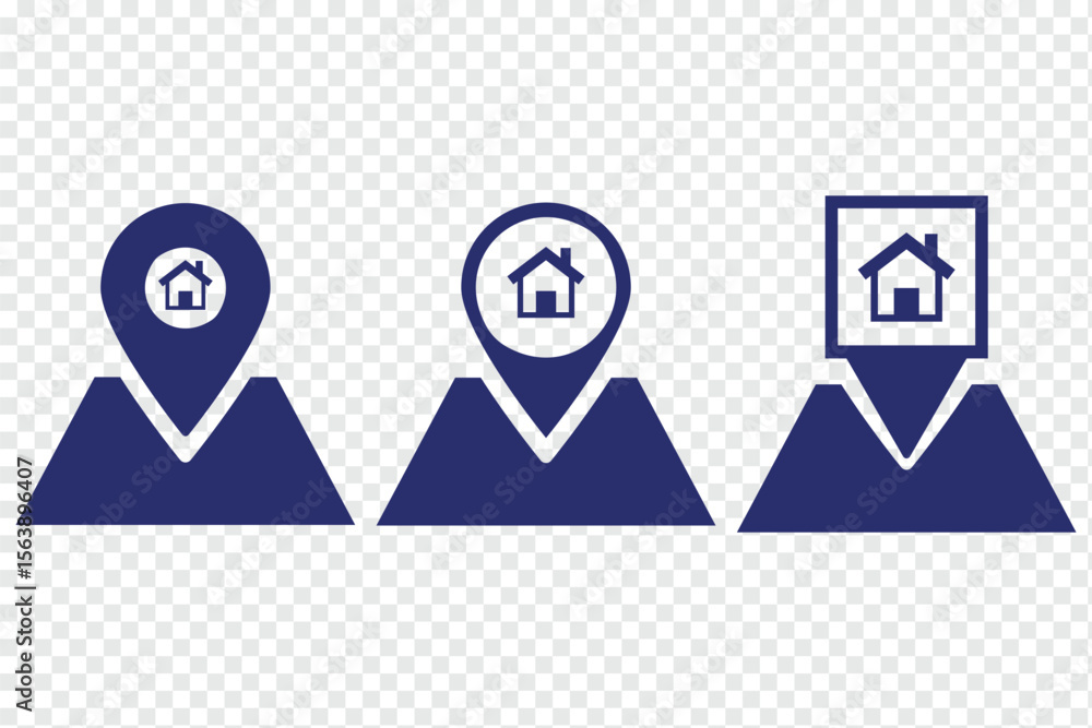 Poster home location icon vector sign. house location pin icon for real estate and navigation. location ico