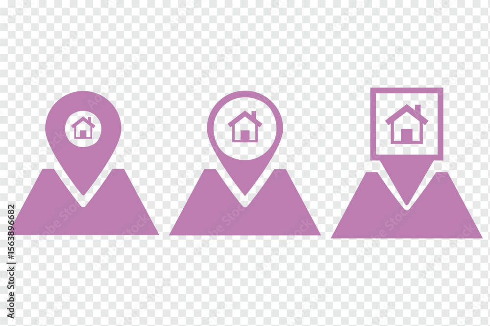 Poster home location icon vector sign. house location pin icon for real estate and navigation. location ico