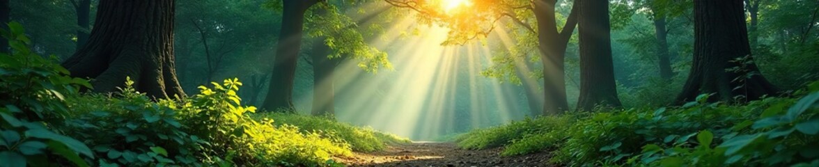 Tranquil Sunlight Dappling Lush Rainforest Floor Serene Wilderness Scene