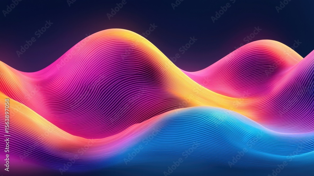 Aufkleber dynamic wave patterns abstract art digital design vibrant colors studio modern aesthetic for visual 