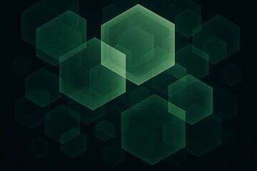 Obraz premium Abstract dark green hexagons with subtle glow and depth