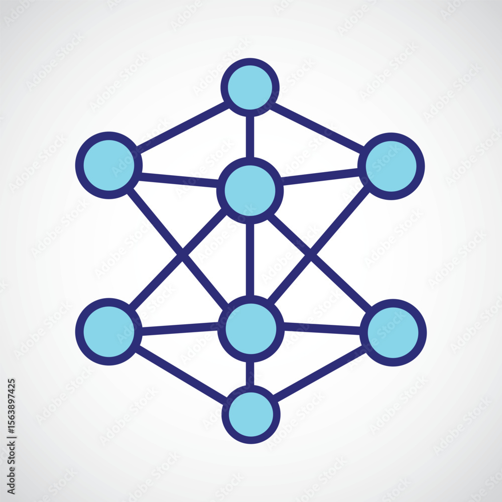 Poster ai network structure icon, smart neural grid icon for artificial intelligence systems and data conne