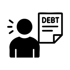 Person facing debt notice icon representing financial burden and loan responsibility