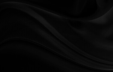 Black gray satin dark fabric texture luxurious shiny that is abstract silk cloth background with patterns soft waves blur beautiful.