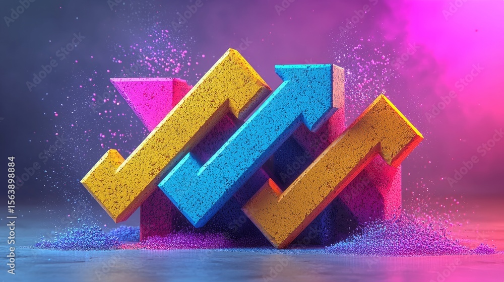 Aufkleber dynamic growth trends colorful graph elements studio setting digital art abstract environment 3d per