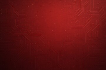 Fototapeta premium Abstract red circuit board with glowing lines and subtle sparkles