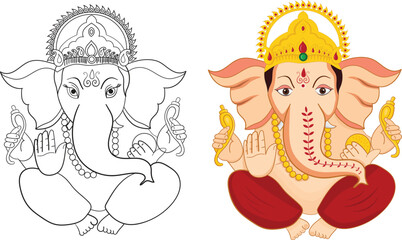 Happy festival of Ganesh Chaturthi with gold lord Ganesha