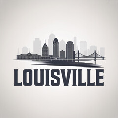 Naklejka premium Louisville Skyline Silhouette — Ohio River City Vector Illustration