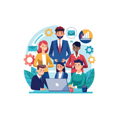 Diverse team collaboration for business growth graphic