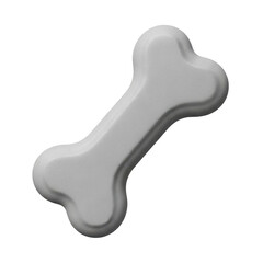 Fototapeta premium 3d icon of a simple gray dog bone isolated on transparent background