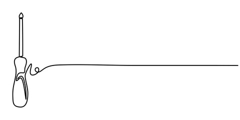 screwdriver continuous one line drawing, Single line of screwdriver vector illustration, One continuous line drawing of screwdriver line art. 