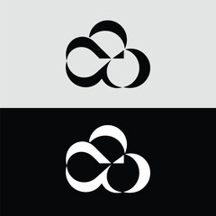 An abstract trefoil logo design features interlocking curved shapes in a modern, minimalist style against a contrasting background