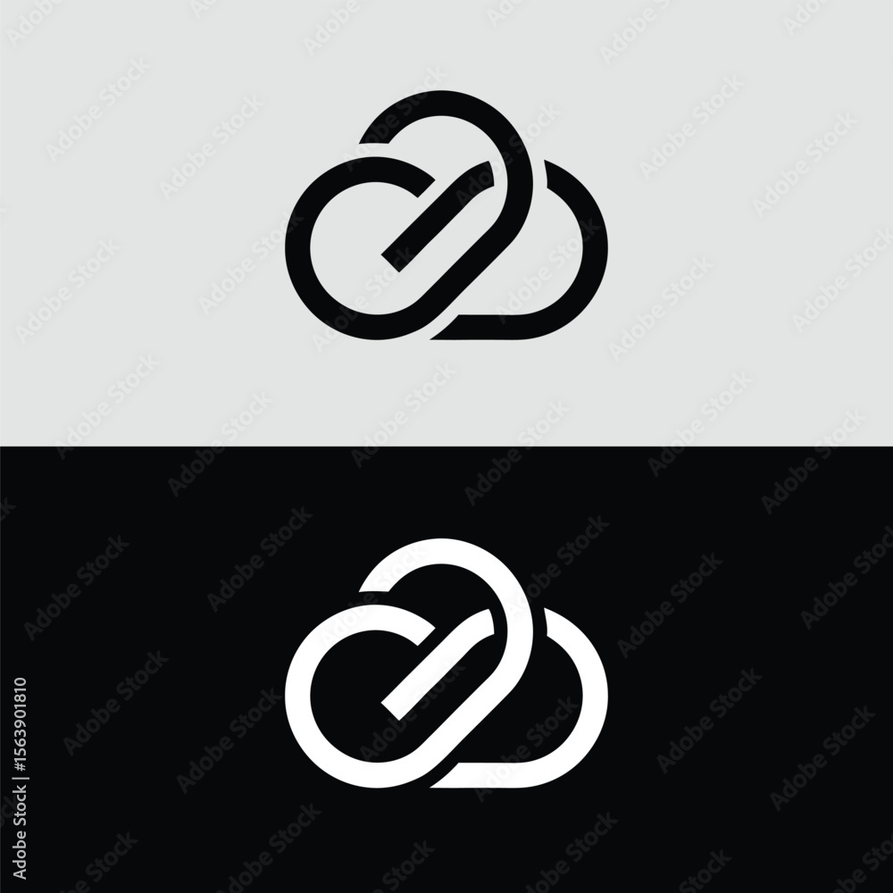 Poster a modern logo design features two interlocking shapes forming a cloudlike symbol against a contrasti