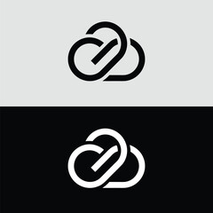A modern logo design features two interlocking shapes forming a cloudlike symbol against a contrasting background
