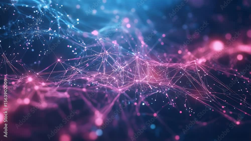 Poster abstract network connections with glowing dots and lines creating a dynamic and futuristic web of da