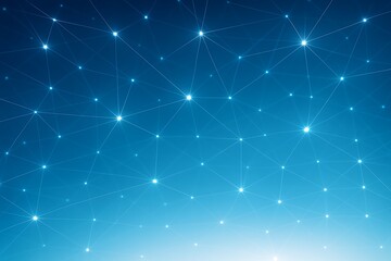 Fototapeta premium Abstract blue network of glowing nodes and connecting lines