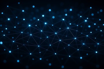 Fototapeta premium Abstract glowing blue network of connected points and lines on a dark background
