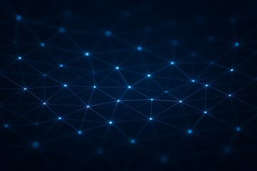Obraz premium Abstract glowing blue network of interconnected nodes and lines on a dark background