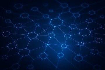 Obraz premium Abstract glowing blue hexagonal network structure on a dark background