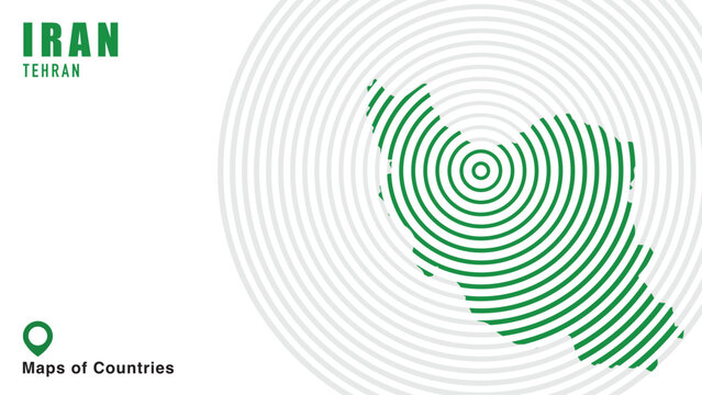 Map of Iran, Political map. Tehran. Capital. World Countries vector maps series. Spiral illustration.