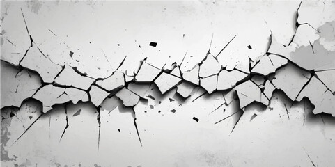 Weathered, cracked concrete wall with grunge texture and peeling paint creating an old, dirty surface pattern