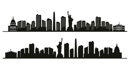 Manhattan skyline silhouette. Black Manhattan NYC city design isolated on white background.