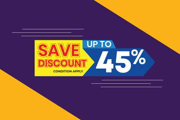 45% discount banner, Bold and attractive design with a 45% discount message. Perfect for web banners and flash promotions.