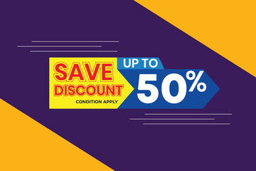 50% Off Discount Label – Half Price Sale.  Eye-catching tag for 50% off deals. Ideal for Black Friday, seasonal offers, or shop banners.