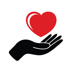 Hand Holding Heart Charity Silhouette Icon