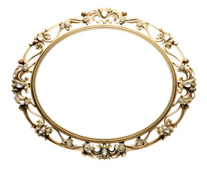 An ornate golden frame provides an elegant border, detailed with floral elements and crystals against a transparent canvas, adding luxury, transparent background