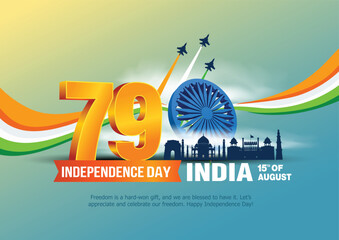 15th august happy independence day India 78 years logo greetings. abstract vector illustration design.