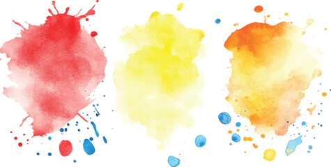 Colorful watercolor brush strokes vector. set of paint splatter illustration. Collection of isolated watercolor paint stains in vibrant colors. 