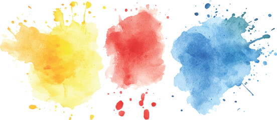 Colorful watercolor brush strokes vector. set of paint splatter illustration. Collection of isolated watercolor paint stains in vibrant colors. 