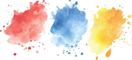 Colorful watercolor brush strokes vector. set of paint splatter illustration. Collection of isolated watercolor paint stains in vibrant colors. 