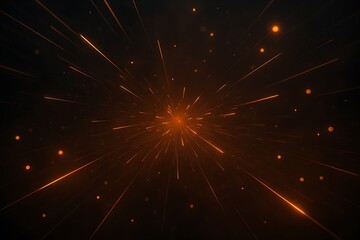 Obraz premium Fiery orange light streaks and glowing particles exploding outwards from a central point