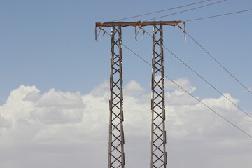 Power Electric Pole with Wires