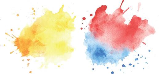 Colorful watercolor brush strokes vector. set of paint splatter illustration. Collection of isolated watercolor paint stains in vibrant colors. 