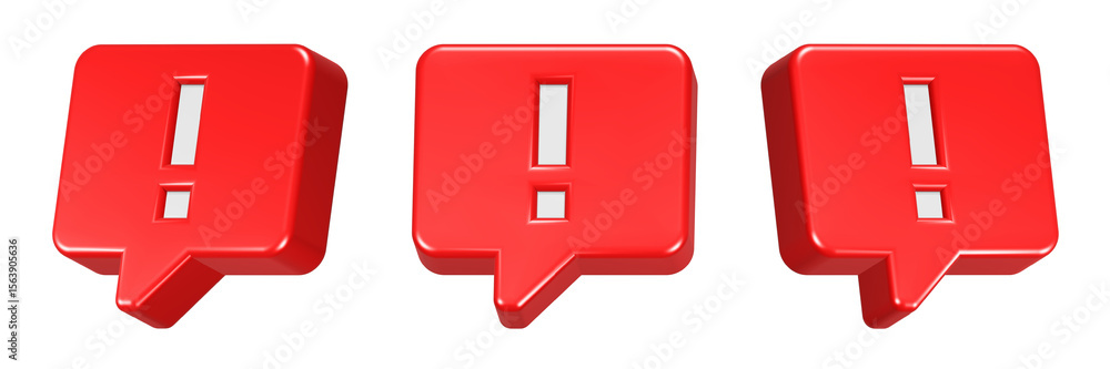 Poster alert icon 3d rendering bubble chat red color