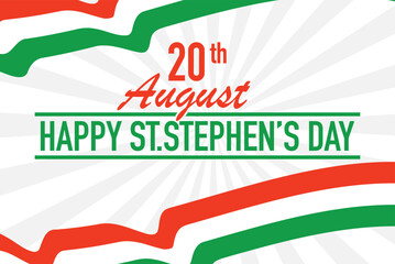 St. Stephen's Day Banner with Hungarian Flag and Starburst Background