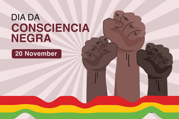 Dia da Consciencia Negra Illustration with Raised Fists and African Colors