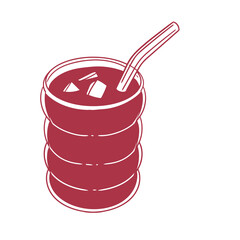 Original hand-drawn glass cup drink illustration for posters, cards, cafe menus, and graphic design.	