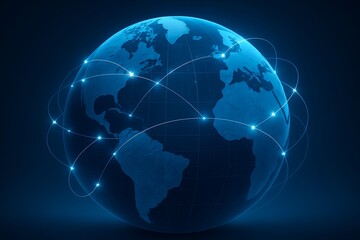 Fototapeta premium Global network connections illuminate the planet with bright light points